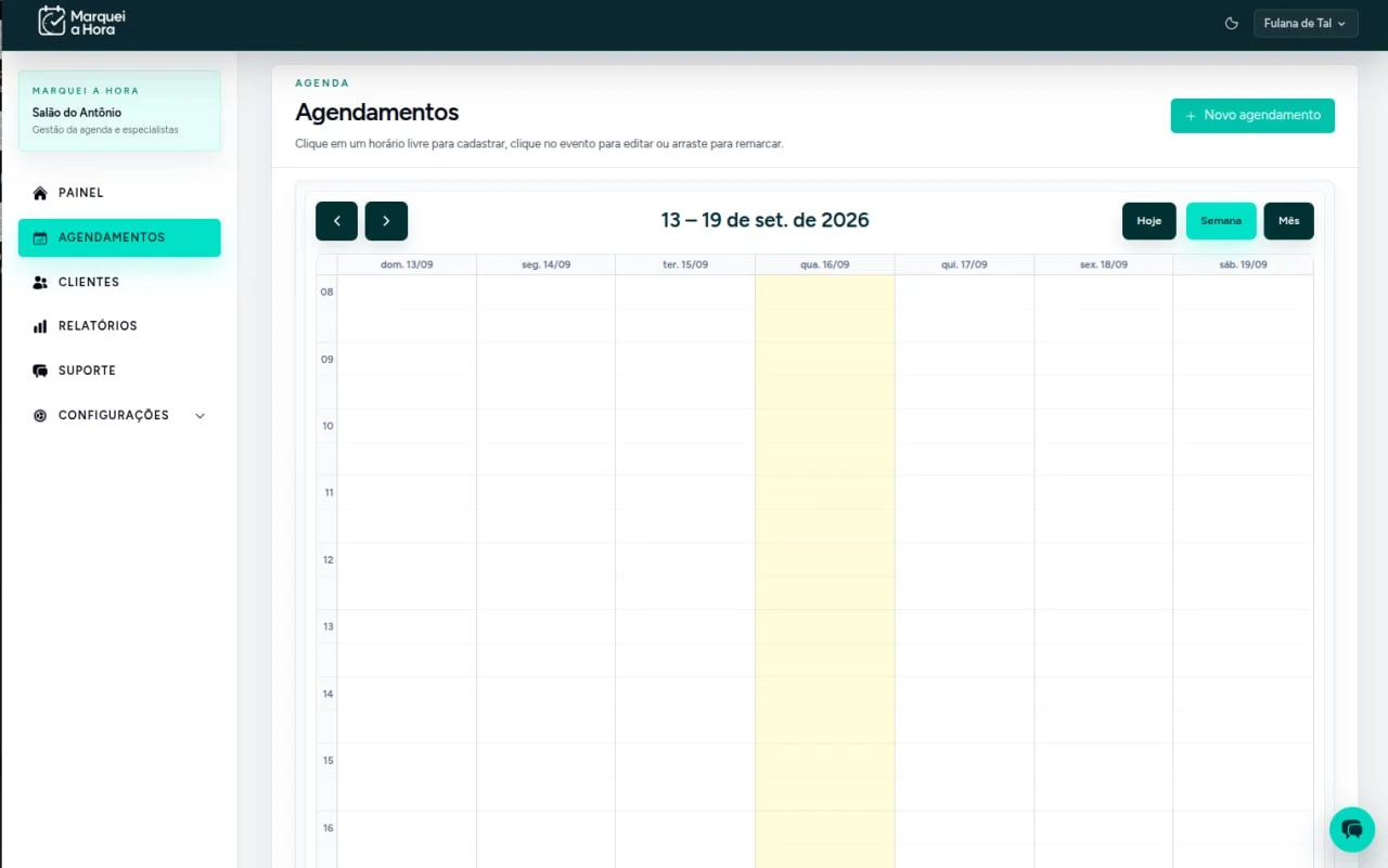Tela de Agenda do Marquei a Hora